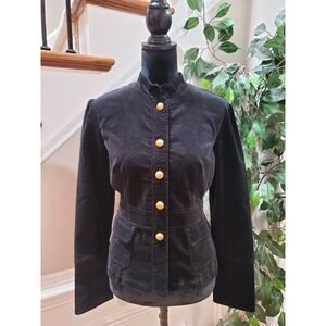My Michelle Women's Black Cotton Long Sleeve Buttons Front Casual Jacket Size L